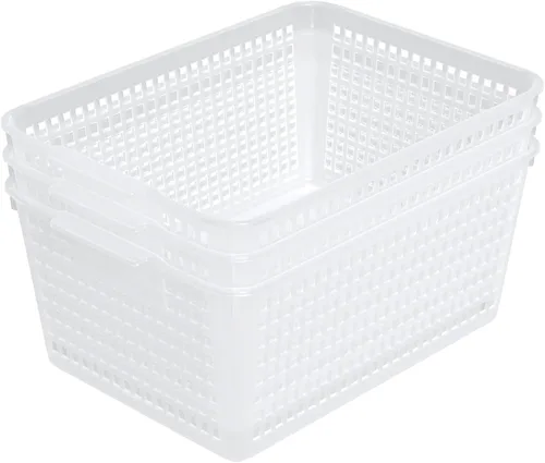 Vista 9 de Cesta grande de plástico para organización, juego de 3, transparente