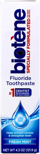 Vista 4 de Pasta de dientes con flúor Biotene fórmula suave Menta Fresca, 4.3 onzas (paquete de 2)