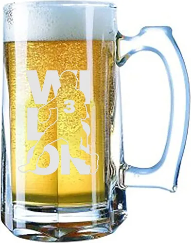 Vista 6 de Hat Shark Taza de cerveza gigante grabada con láser, jarra de cerveza de 28 onzas, jugador atlético de deportes de fútbol (Allen #17)