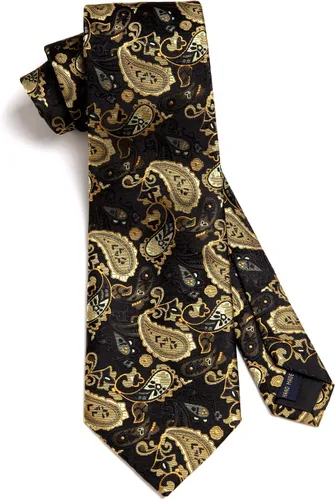 Vista 243 de HISDERN Corbatas para hombre, corbata de cachemira y bolsillo cuadrado tejido clásico floral para hombre, corbata de fiesta de boda