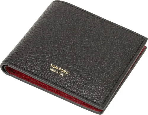 Vista 4 de Tom Ford TWO-TONE T LINE CLASSIC BIFOLD WALLET Bi-Color Wallet (No Coin Purse), BlackDark Red
