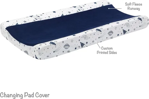 Vista 7 de Lambs & Ivy Sky Rocket - Juego de ropa de cama para cuna de bebé, 5 piezas, galaxia azul y espacio