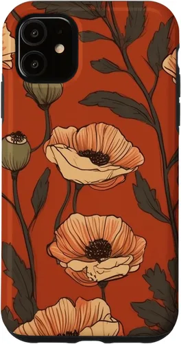 Vista 8 de iPhone 16 Floral Pattern Poppies Terracotta Poppy Flower Case