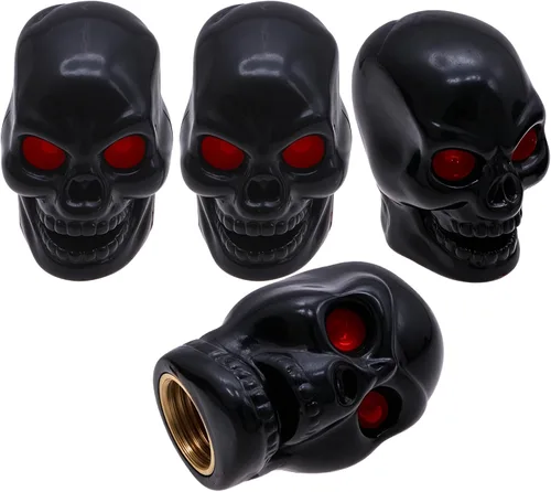 Vista 30 de 4 piezas de tapas de válvula de neumático estilo Cobra, forma de cabeza de serpiente, tapas universales de válvula de neumático con núcleo de cobre