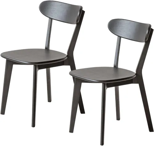 Vista 30 de Silla de comedor de madera maciza para cocina (1, negro) Contoured seat for comfort. Non-slip feet, sturdy wood. Quick assembly. For dining