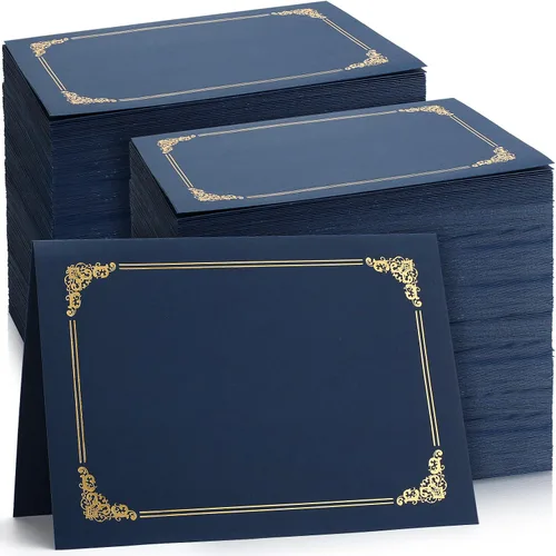 Vista 12 de Fainne 80 soportes para certificados para diplomas, portadocumentos para certificados, carpetas de certificados con borde de lámina dorada para Verde
