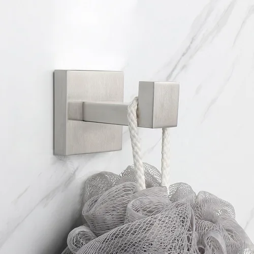 Vista 4 de NearMoon Ganchos cuadrados para toallas de baño -SUS304 de acero inoxidable para colgar batas, ganchos resistentes para baño, sala de estar, hotel