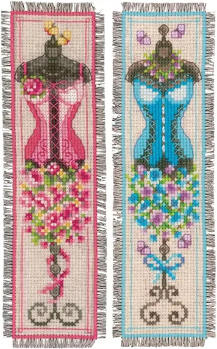 Vista 13 de Vervaco Juego de marcapáginas de punto de cruz con plumas azules (juego de 2) de 2.4 x 8 pulgadas