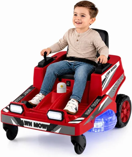 Vista 10 de GLACER Cortacésped de giro cero para niños de 12 V, coche eléctrico con Verde