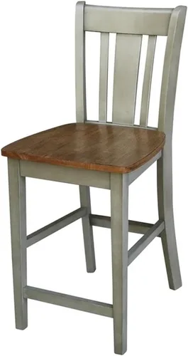 Vista 11 de Taburete de comedor de madera maciza San Remo - Altura del asiento de 24 pulgadas, sin terminar