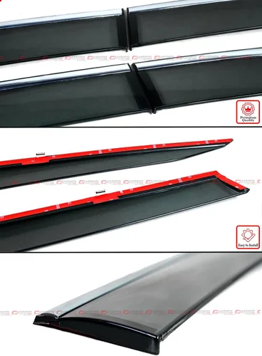 Vista 2 de Visera de ventana tintada de humo de lujo premium con clips y ribete cromado compatible con Honda CRV CR-V 2023 2024