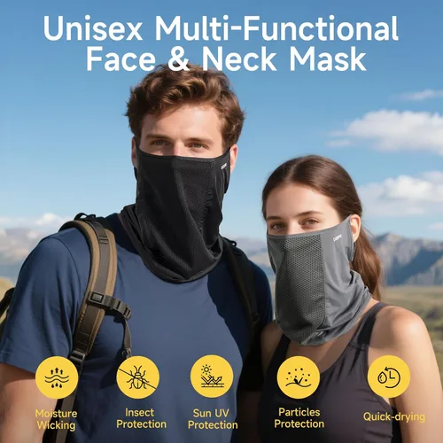 Vista 2 de OZERO Protección solar para la cara, polaina para el cuello, bufanda transpirable y refrescante para actividades al aire libre de verano