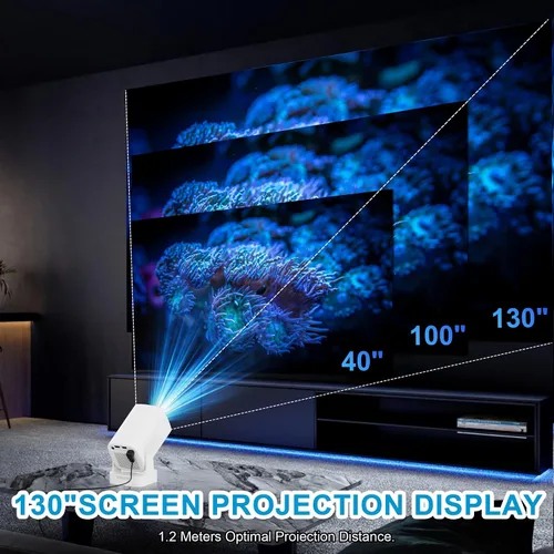 Vista 5 de Mini proyector actualizado con WiFi 6 y Bluetooth 5.4, proyector inteligente compatible con Full HD 4K, enfoque automático y Keystone automático