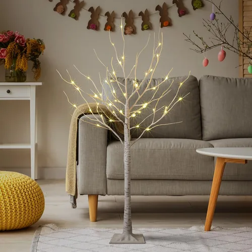 Vista 4 de Abedul con luces LED Lightshare™ + 10L luces LED Icicle Twinkling (blanco/azul), luces decorativas para el hogar, fiestas, festivales, Navidad
