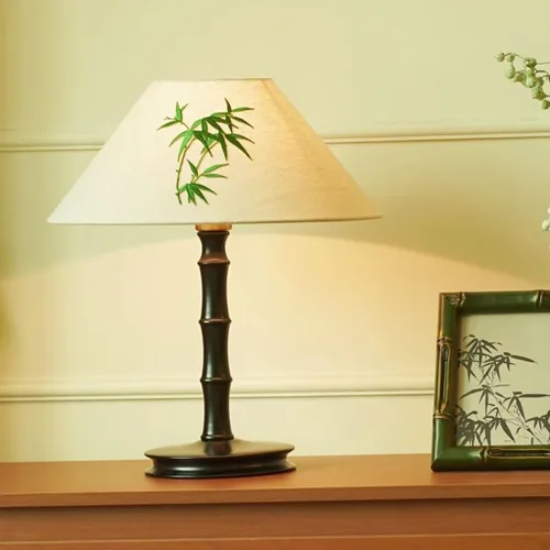 Vista 5 de Lamp for Desk Chinese Style Solid Wood Zen Study Room Atmosphere Lamp Master Bedroom Bedside Retro Table Lamp Desk Lamps for Home Office