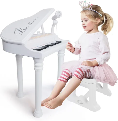 Vista 11 de Love & Mini - Piano/teclado de juguete para niños de 3 a 5 años como regalo de cumpleaños, con 24 teclas, color rosa; instrumento musical de juguete
