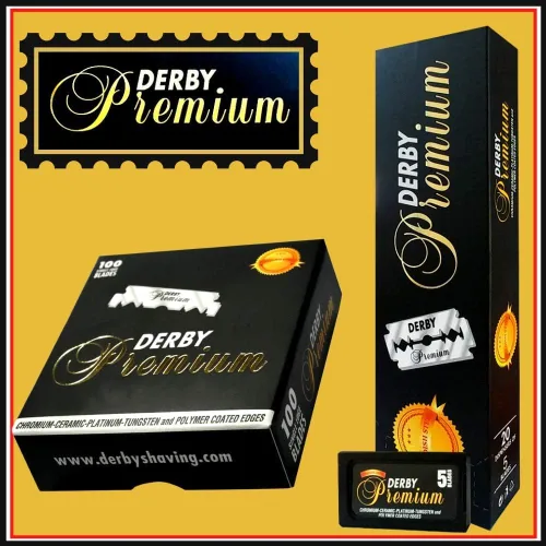 Vista 2 de 500 cuchillas de afeitar "Derby Premium" de un solo filo para maquinilla de afeitar recta