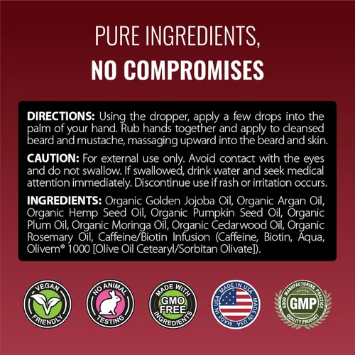 Vista 6 de Approved Science Aceite para barba – Promueve el crecimiento del cabello y combate la sequedad – Aceites de jojoba, argán y romero – Fórmula