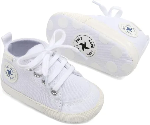 Vista 4 de Zapatos para bebés y niñas, suela antideslizante suave, para recién nacidos, para primeros pasos, de lona, de mezclilla, unisex, para bebés