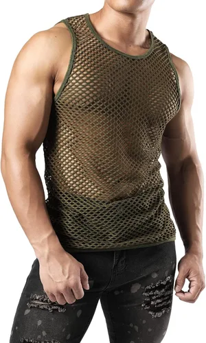 Vista 5 de JOGAL Camiseta de malla ajustada sin mangas para hombre