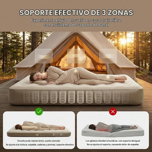 Vista 5 de Naturehike Colchón de aire tamaño California King con bomba recargable USB integrada, 992 libras de soporte máximo colchones inflables, colchón