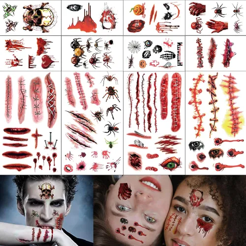 Vista 9 de Tatuaje facial de pecas con purpurina, 12 hojas de pecas impermeables con purpurina facial marrón, parches de maquillaje, tatuajes faciales