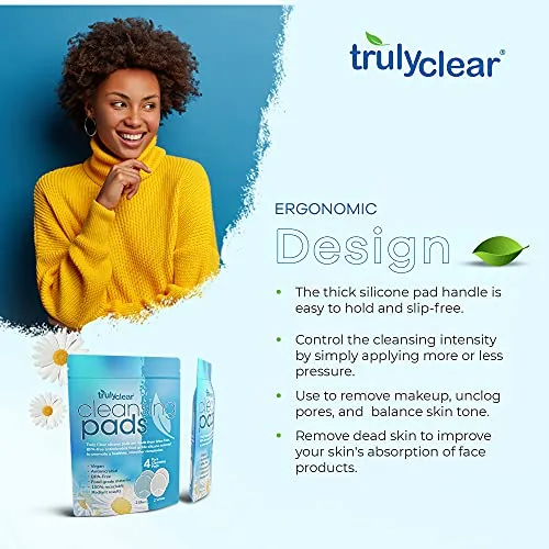 Vista 5 de Truly Clear Almohadillas exfoliantes, limpiador facial de silicona de grado alimenticio, exfoliante suave para pieles sensibles, cepillo