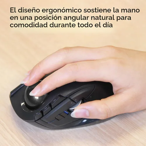 Vista 3 de ELECOM Deft Trackball Mouse inalámbrico, ergonómico M-DT2DRBK Bola negra/negra