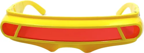 Vista 4 de grinderPUNCH Lentes de sol futuristas para disfraz de alienígena, escudo de cíclope, espejo de fiesta, lente mono, paquete de 2