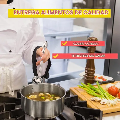 Vista 4 de Fit Meal Prep [Paquete de 2] Cucharón de sopa de acero inoxidable de 2 onzas, espátula de salsa de una pieza con asas de gancho, cuchara de servir