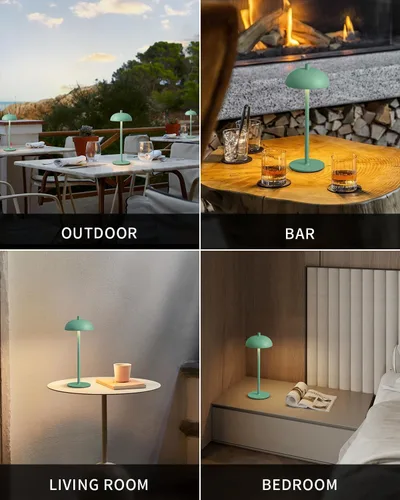 Vista 6 de Juego de 2 lámparas de mesa LED inalámbricas pequeñas de 12 pulgadas, lámpara de escritorio portátil impermeable, luces de batería recargable