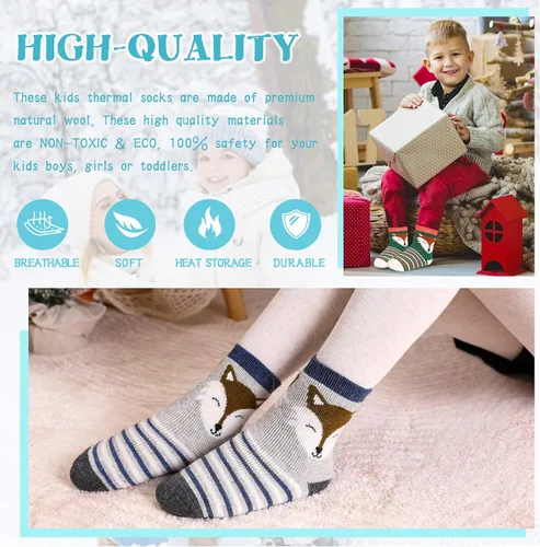 Vista 71 de Eocom 6 pares de calcetines de invierno cálidos de lana para niños y niñas