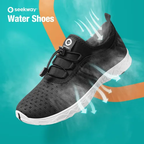 Vista 2 de SEEKWAY Zapatos de agua para hombre y mujer, de secado rápido, descalzo, para playa, caminar, kayak, barco, deportes acuáticos SP006