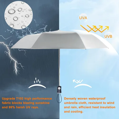 Vista 3 de Cuby Paraguas de viaje plegable compacto con protección UV, paraguas de viaje plegable y apertura automática para resistente al viento, a la lluvia