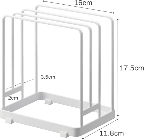 Vista 9 de Yamazaki Casa Torre Soporte de almacenamiento de soporte de tabla de cortar para tablas de cortar redondas y rectangulares - acero Soporte