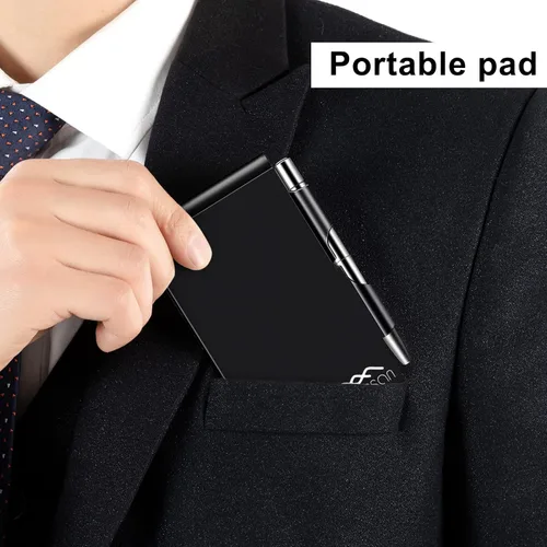 Vista 5 de Cuaderno pequeño de metal, mini bloc de notas, bloc de notas de bolsillo pequeño, estuche de aluminio con mini bolígrafo de metal y hojas de 60