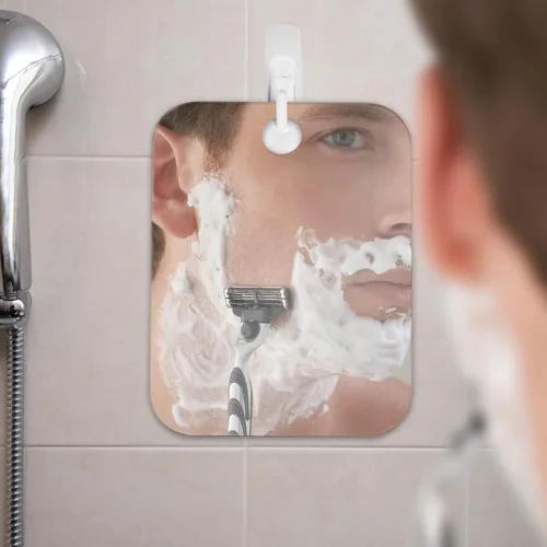 Vista 6 de Shave Well - Espejo de ducha con gancho adhesivo antivaho y espejo de ducha de succión de pared de viaje para hombres y mujeres, portátil, de mano