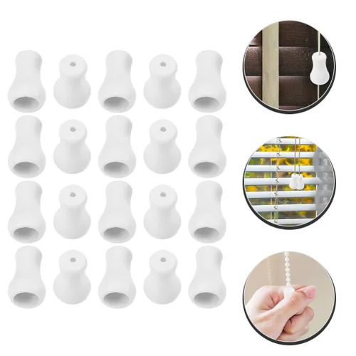 Vista 9 de 20 pomos de plástico para persianas blancas, pomos de plástico para cable ciego, para colgar, extremos de cable para cortina y manualidades