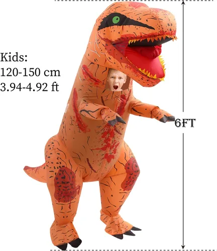 Vista 4 de Disfraz inflable de dinosaurio, diseño de Halloween sangriento, para adultos, niños y familia, divertirse en Halloween o fiesta
