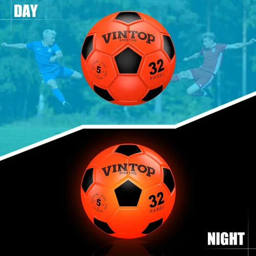 Vista 6 de Balón de fútbol que brilla en la oscuridad para niños de 8 a 12 y 15 años, pelota de fútbol con luz LED con bomba para interiores y exteriores