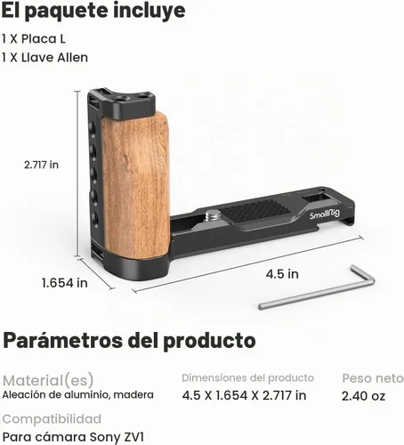 Vista 8 de SMALLRIG Soporte en forma de L con zapata fría para cámara digital Sony ZV1 - 2936