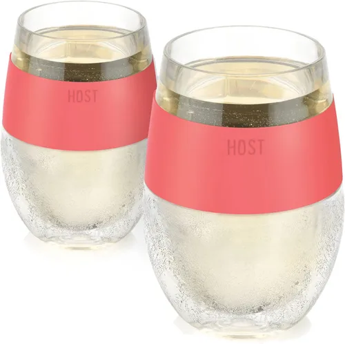 Vista 18 de Host Set de Tazas para Vino Congelables de 2 - Tazas de Plástico de Doble Pared Aisladas para Enfriar Vino con Gel Congelable, Vasos de Vino