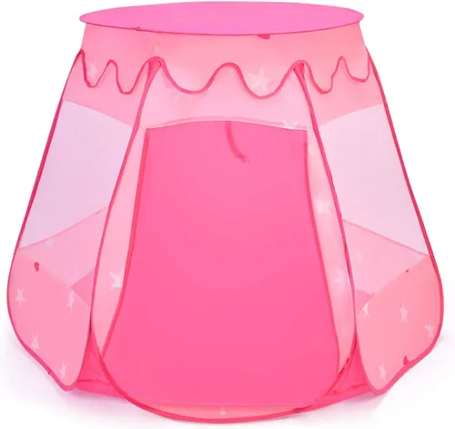 Vista 9 de Costzon Tienda de campaña desplegable de princesa con 100 bolas incluidas, tienda de campaña plegable portátil para niños con bolsa de transporte