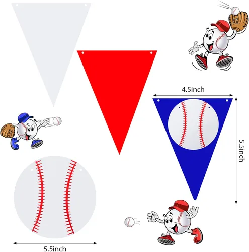 Vista 2 de Zonon 4 piezas de decoraciones de fiesta de béisbol, pancarta de béisbol, pelota deportiva, fiesta de cumpleaños, guirnalda de papel (estilo béisbol)