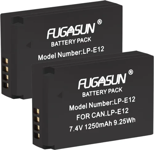Vista 2 de 2 baterías LP-E12 LPE12 de 1250 mAh con cargador de batería dual para EOS M10, EOS M50, EOS M50 Mark II, EOS M100, EOS M200, EOS M, EOS M2, Kiss M