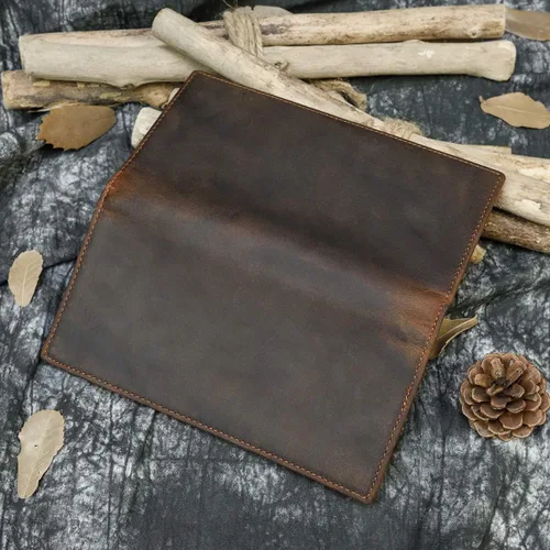 Vista 5 de LUUFAN Billetera larga de cuero genuino para hombre, cartera plegable grabada