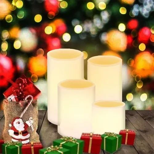 Vista 7 de Cozeyat Velas LED de decoración de Navidad, 4 unidades, diseño de Papá Noel, velas de té votivas sin llama, velas votivas que funcionan