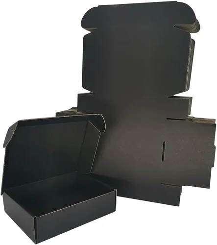 Vista 21 de Paquete de 25 cajas de envío pequeñas de 4 x 4 x 1 pulgadas, sobres de cartón corrugado negro para negocios de embalaje por correo (BK441-25)