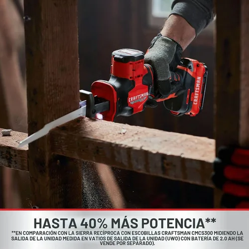 Vista 3 de CRAFTSMAN Sierra de vaivén inalámbrica V20, 2,800 RPM, solo herramienta (CMCS340B)