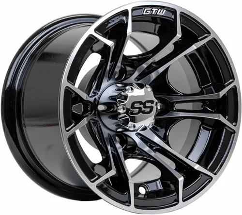 Vista 7 de GTW Spyder - Rueda de aluminio para carrito de golf de 12 pulgadas 12x7 4-4 pernos desplazamiento de 3:4 (azul/negro)